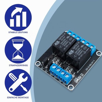 1 ks DC 12V reléový modul, 2kanálový relé s optočlenom, spúšťanie vysokej alebo nízkej úrovne,
