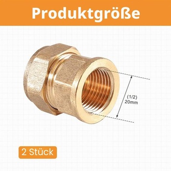 2 kusy mosazných šroubení s vnitřním závitem 20 mm x 1/2 palce pro kompozitní trubku s vnitřním
