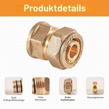 2 kusy mosazných šroubení s vnitřním závitem 20 mm x 1/2 palce pro kompozitní trubku s vnitřním