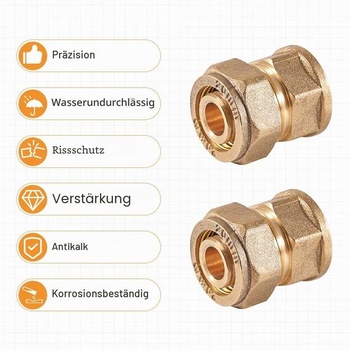 2 kusy mosazných šroubení s vnitřním závitem 20 mm x 1/2 palce pro kompozitní trubku s vnitřním