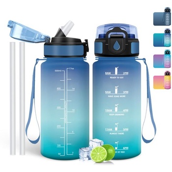 500ml nepriepustná fľaša na vodu, bez BPA, motivačná s…