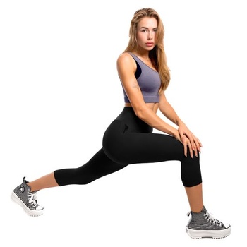 Dámske capri legíny Leafigure, vysoký pás, veľkosť S-M, čierna