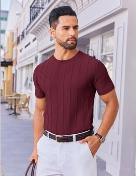 Pánské tričko COOFANDY s krátkým rukávem a kulatým výstřihem, originální pletené, velikost 3XL,