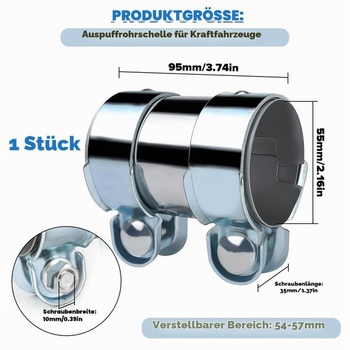 LPZMPZ Výfuková svorka, Ø 55 mm/D: 95 mm Výfukové svorky Rúrková spojka
