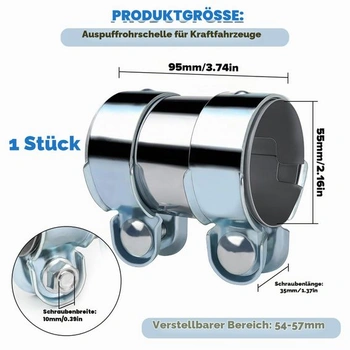 LPZMPZ Výfuková svorka, Ø 55 mm/D: 95 mm Výfukové svorky Trubková spojka