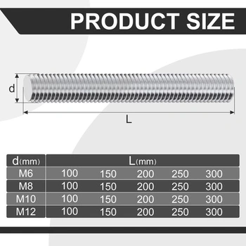 16 kusů závitové tyče M3 x 50 mm nerezová ocel A2 s plným závitem DIN 975 M3x50 - 16 ks