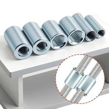 12 kusů Dlouhé kulaté matice M10x35x12mm Závitová pouzdra Pozinkovaná ocel Spojovací matice