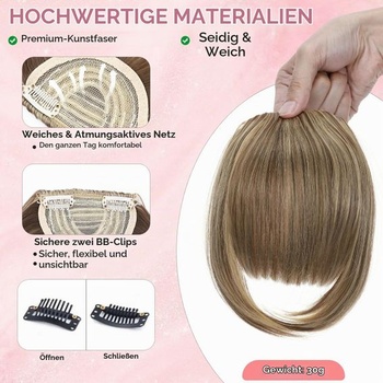 Benehair Clip-in popredná ofina Francúzska clip-in ofina s spánkami Prírodná umelá ofina pre ženy