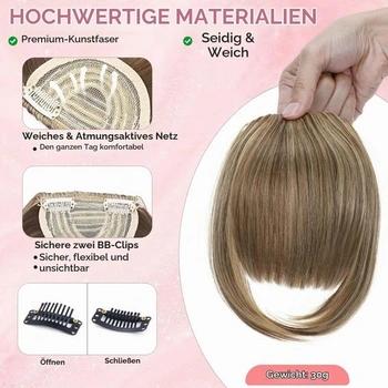 Benehair Clip-in přední ofina Francouzská clip-in ofina s spánky Přírodní umělá ofina pro ženy