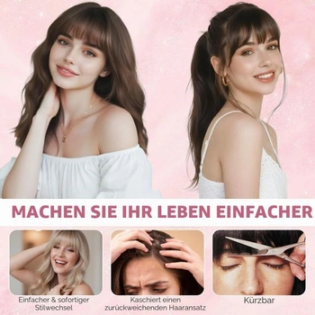 Benehair Clip-in přední ofina Francouzská clip-in ofina s spánky Přírodní umělá ofina pro ženy