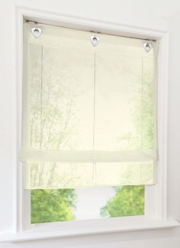 1 ks rímskej rolety s U-háčikmi, priehľadná voálová roleta s očkami (ŠxV 60x130 cm, béžová) Š60 x V130 cm