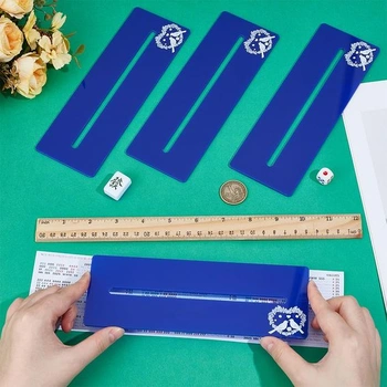 OLYCRAFT 4dílná čtečka mahjongových čar 20x7cm pro začátečníky, příslušenství pro mahjong, akrylová