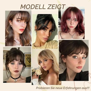 100% pravé lidské vlasy Clip-in ofina pro ženy s kulmou, tenká, tmavě červenohnědá, tmavě