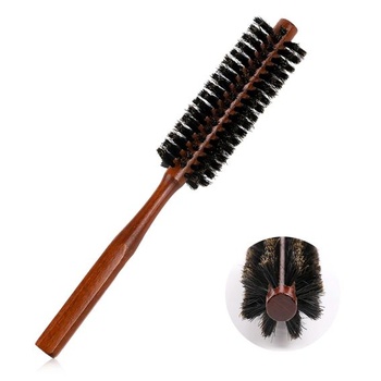 Kulatý kartáč TIESOME se štětinami z divočáka, 3,2 cm malý kulatý kartáč, červený