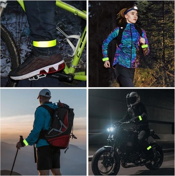 Reflexné pásky CANCYCC, 6 kusov, Klipy na nohavice na bicykel, Reflexné sklíčka na bicykel, Popruh na