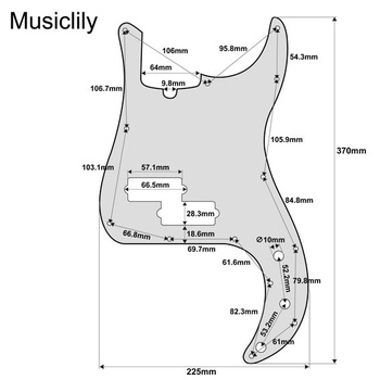 Musiclily Pre 13 dier P Bass Pickguard Pickguard 4vrstvový, čierna perleťová