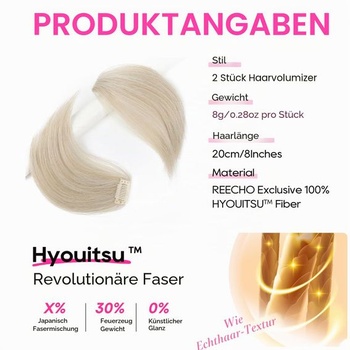 REECHO Clip-in vlasové prodlužování pro objem, sada 2 kusů, 20cm silné vlasové prodlužování pro