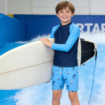 Kids4ever UV plavky pre chlapcov s dlhým rukávom, rýchloschnúci, 3D potlačou, dvojdielne plavecké