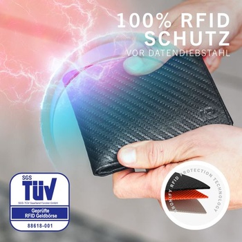 Pánska kožená peňaženka, peňaženka z pravej kože pre mužov, RFID ochrana, karbón