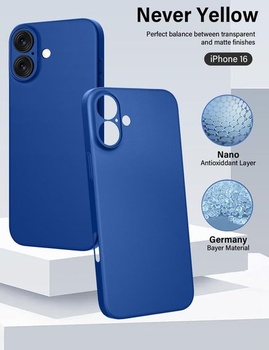 Kryt X-level pre iPhone 16, tenký 0,3 mm, modrý.