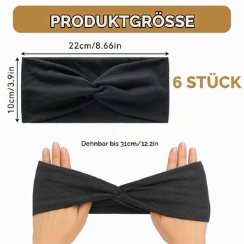 6dílná sada dámských čelenek, široké elastické měkké čelenky, čelenky s leopardím boho potiskem,