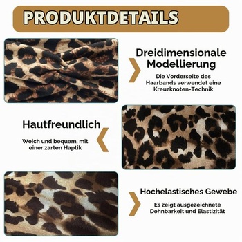 6dielna sada dámskych čeleniek, široké elastické mäkké čelenky, čelenky s leopardím boho potlačou,