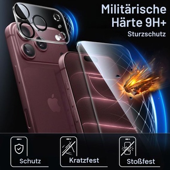 Ochranný kryt displeje + kryt fotoaparátu JETech pro iPhone 18 Pro, balení 2+2 kusů