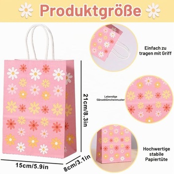 Bikasun 10dielna darčeková taška s motívom sedmokrások s uchami, papierové tašky so sedmokráskami