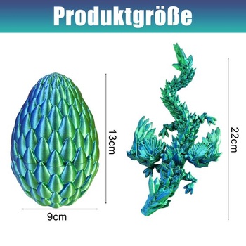 Joycabin 3D tlačené dračie vajce s drakom, hračka fidget, modrozelená