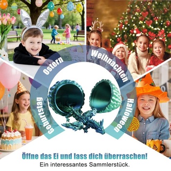 Joycabin 3D tlačené dračie vajce s drakom, hračka fidget, modrozelená