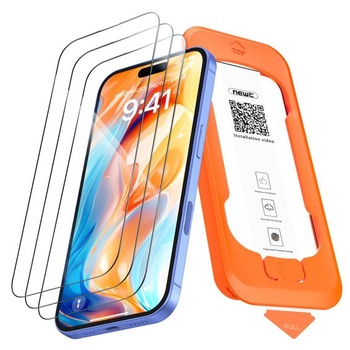 Ochranná fólia na displej NEW'C pre iPhone 16, iPhone 15, tvrdené sklo s inštalačnou pomôckou,