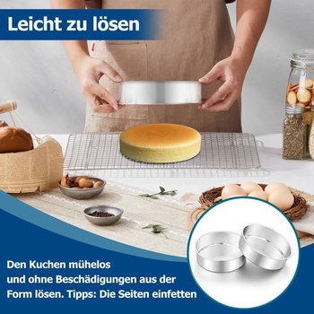 Homikit Pekacia forma, nerezová oceľ 18cm guľatá forma na tortu, sada 2 kusov