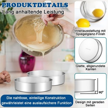 Homikit Pekacia forma, nerezová oceľ 18cm guľatá forma na tortu, sada 2 kusov