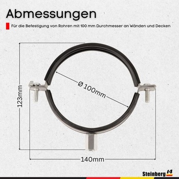 Rúrková objímka pre špirálové potrubie 100 mm vrátane tlmiacej gumy EPDM - tesnenie, držiak pre