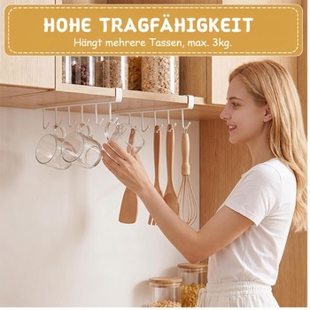 Držiak na kelímky, 4dielny, do skrinky, záves na kelímky, bez nutnosti vŕtania, držiak na kelímky,