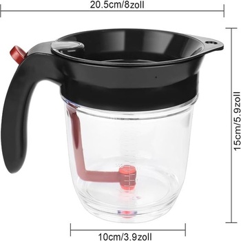 Odlučovač tukov na omáčky, 1000ml, materiál PP, dvojitá filtrácia, so stupnicou na oddelenie vody a