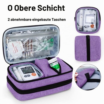 CURMIO Dvouvrstvá cestovní chladicí taška na inzulín pro diabetiky, fialová