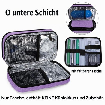 CURMIO Dvojvrstvová cestovná chladiaca taška na inzulín pre diabetikov, fialová