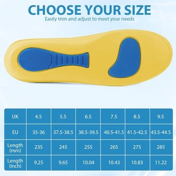 Ortopedické vložky OSDUE, podpora klenby pre plantárnu fascitiídu 41-42 žltej veľkosť 41-42 26,5 cm