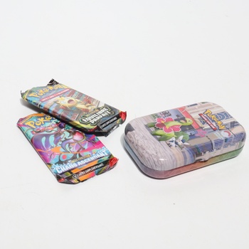 Pokémon: Illumi's Mini Tin - Meganium a Mistigrix (2 boostery, 1 kartička s kresbou a 1 aršík