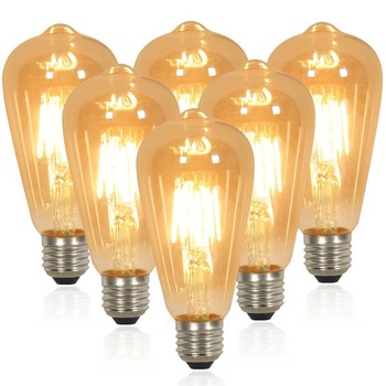 LED žiarovky Comely s vláknom ST64 6× E27 4W (3,1W) jantárovo teplá biela 3000K, vintage design, do