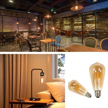 LED žiarovky Comely s vláknom ST64 6× E27 4W (3,1W) jantárovo teplá biela 3000K, vintage design, do