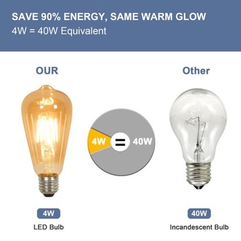 LED žiarovky Comely s vláknom ST64 6× E27 4W (3,1W) jantárovo teplá biela 3000K, vintage design, do
