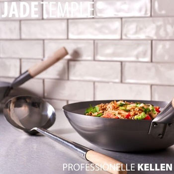 Naberačka na wok JADE TEMPLE, nerezová oceľ, celková dĺžka 43 cm, priemer 11 cm, s drevenou
