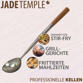 Naberačka na wok JADE TEMPLE, nerezová oceľ, celková dĺžka 43 cm, priemer 11 cm, s drevenou