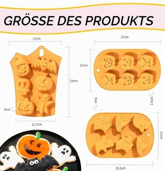 Silikónové formy na pečenie halloweenskych sušienok, sada 3 silikónových foriem na čokoládu s motívom