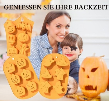 Silikónové formy na pečenie halloweenskych sušienok, sada 3 silikónových foriem na čokoládu s motívom