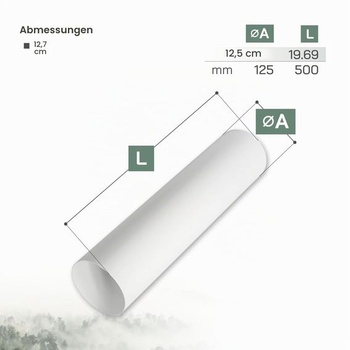 Kulaté větrací potrubí Vent Systems Ø125 mm – délka 0,5 m – pro připojení potrubí, potrubí pro