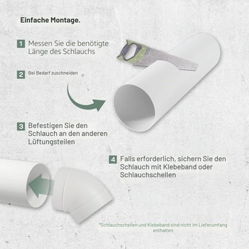 Kulaté větrací potrubí Vent Systems Ø125 mm – délka 0,5 m – pro připojení potrubí, potrubí pro