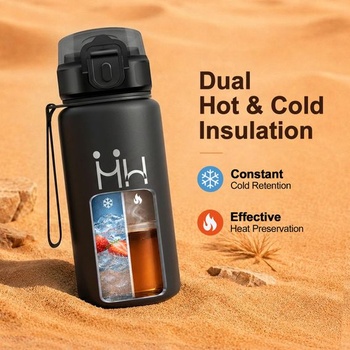 Termoska 500ml, fľaša na pitie so slamkou, vhodná na sýtené nápoje, vákuovo uzavretá nerezová oceľ,